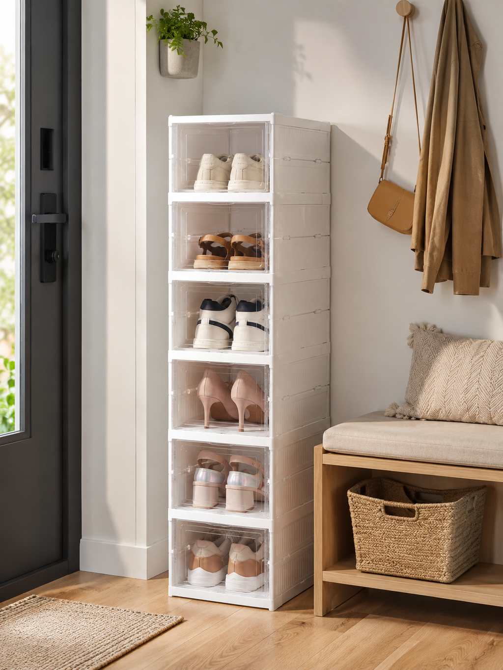 6-Layer Foldable Transparent Shoe Storage Box – Stackable Dustproof Organizer for Sneakers & Heels