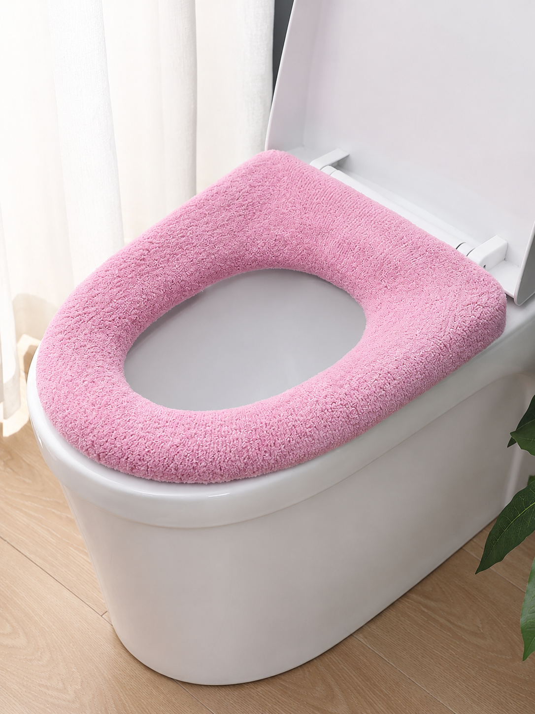 Soft Washable Toilet Seat Cushion Cover – Warm Comfortable Bathroom Seat Pad | Fits U-Shape & O-Shape | Pink or Grey