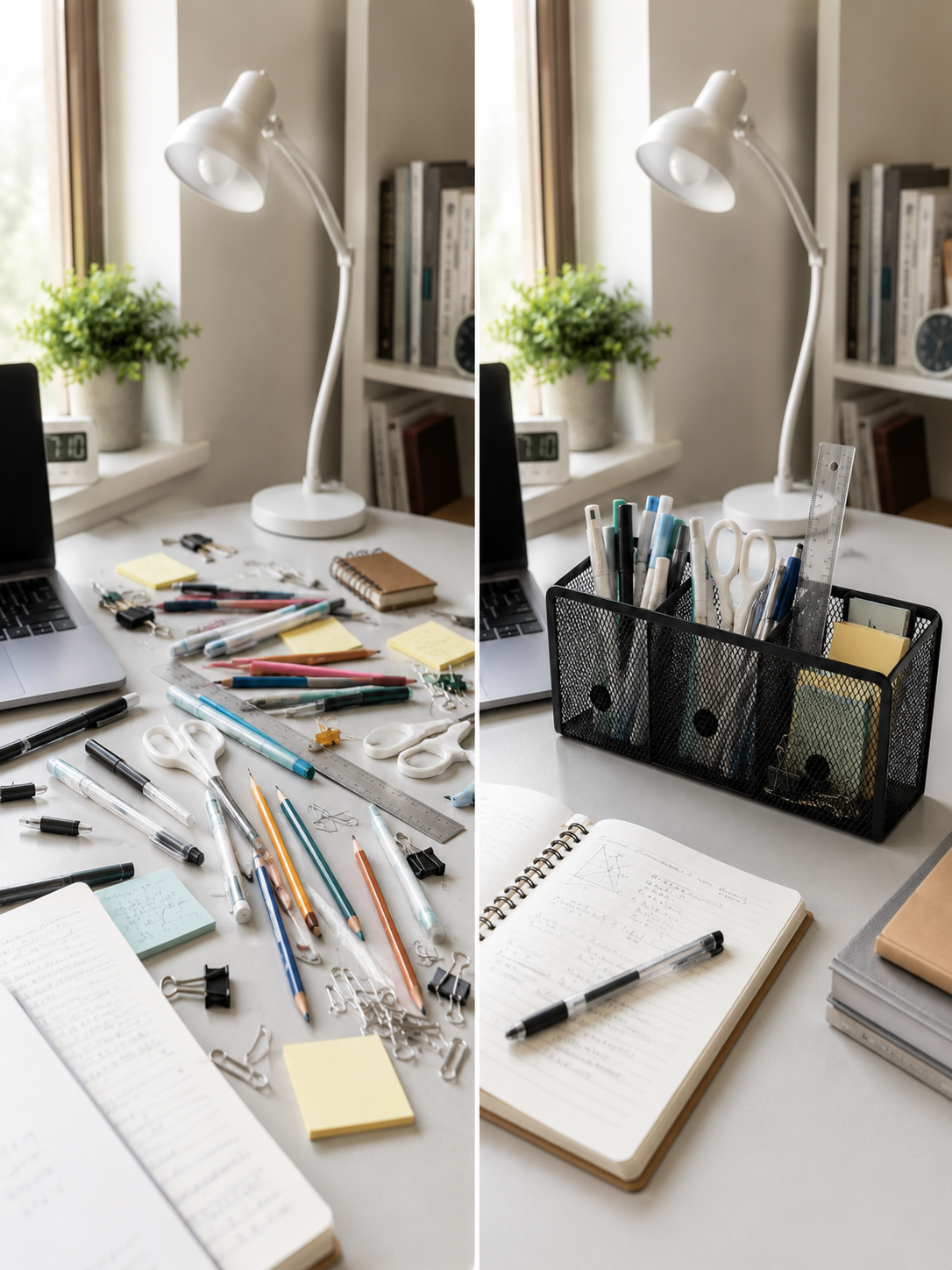 3-Grid Magnetic Metal Mesh Desk Organizer – Desktop Storage Box for Pens, Markers & Office Supplies