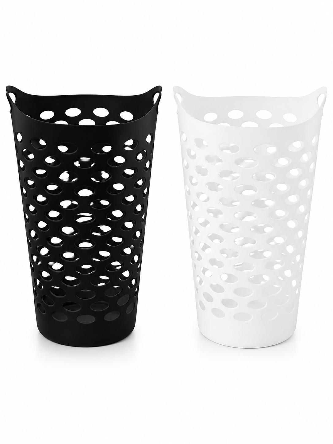 Flexible Laundry Hamper – Large Breathable Plastic Laundry Basket with Handles | White or Black