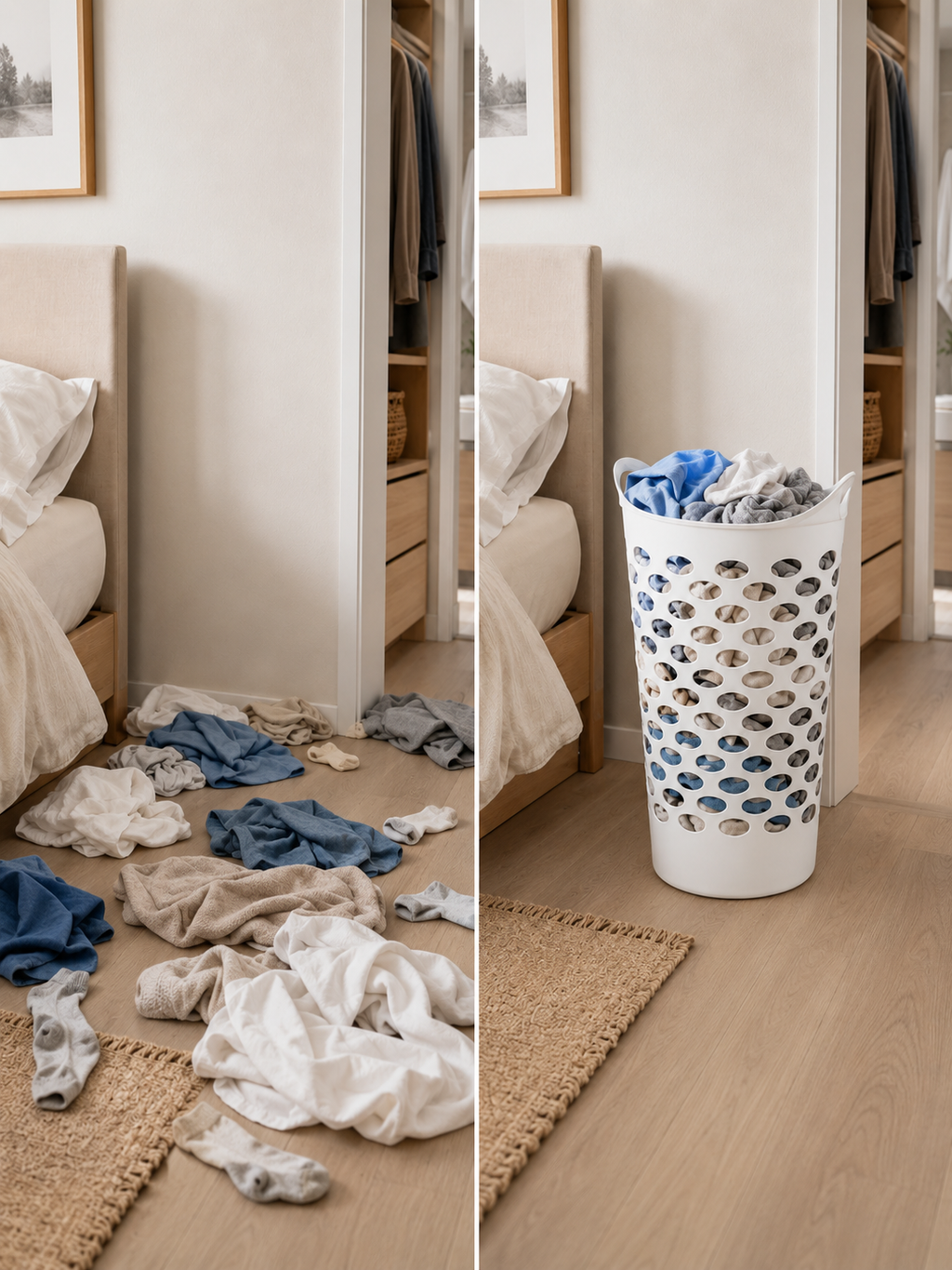 Flexible Laundry Hamper – Large Breathable Plastic Laundry Basket with Handles | White or Black
