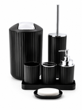 6-Piece Plastic Bathroom Accessory Set – Coordinated Bathroom Organizer with Toothbrush Holder, Soap Dish & Toilet Brush | Black