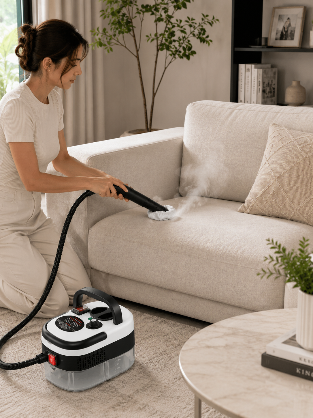 2500W High-Pressure Portable Steam Cleaner – Includes Multiple types of brush Heads  – Chemical – Free Multi-Surface Home Cleaning Machine | 110V | White