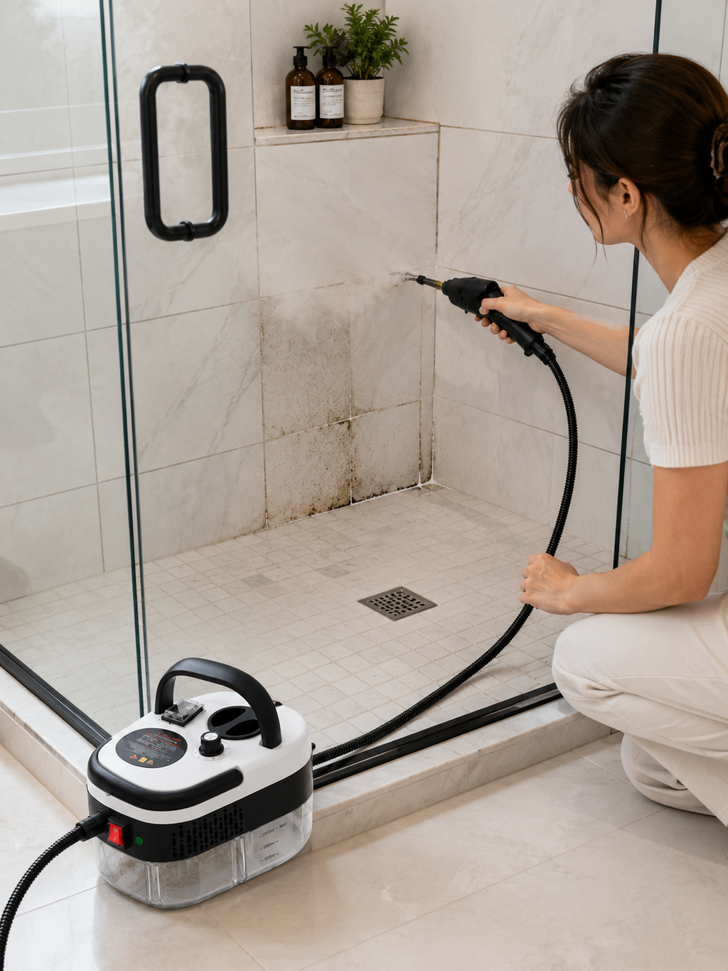 2500W High-Pressure Portable Steam Cleaner – Includes Multiple types of brush Heads  – Chemical – Free Multi-Surface Home Cleaning Machine | 110V | White