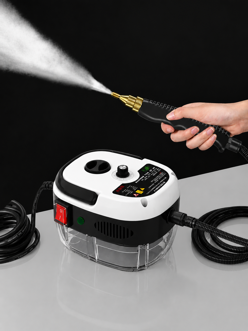 2500W High-Pressure Portable Steam Cleaner – Includes Multiple types of brush Heads  – Chemical – Free Multi-Surface Home Cleaning Machine | 110V | White
