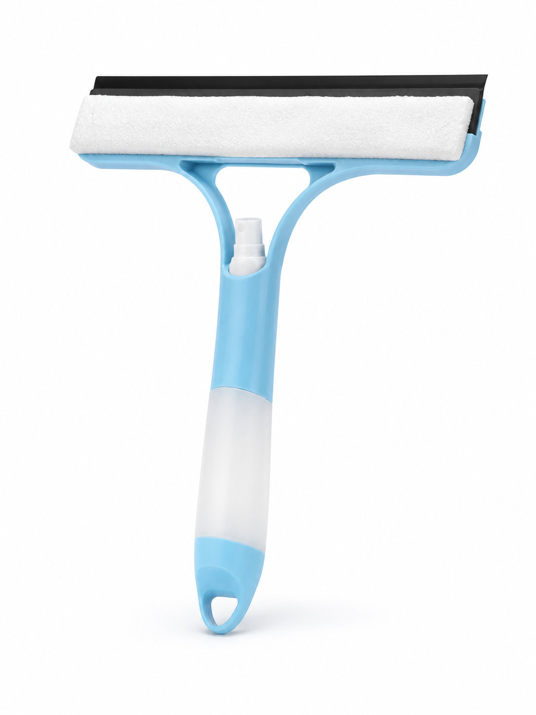 3-in-1 Window Cleaner with Spray Bottle & Squeegee – Streak-Free Glass Cleaning Tool | Microfiber Pad | Blue