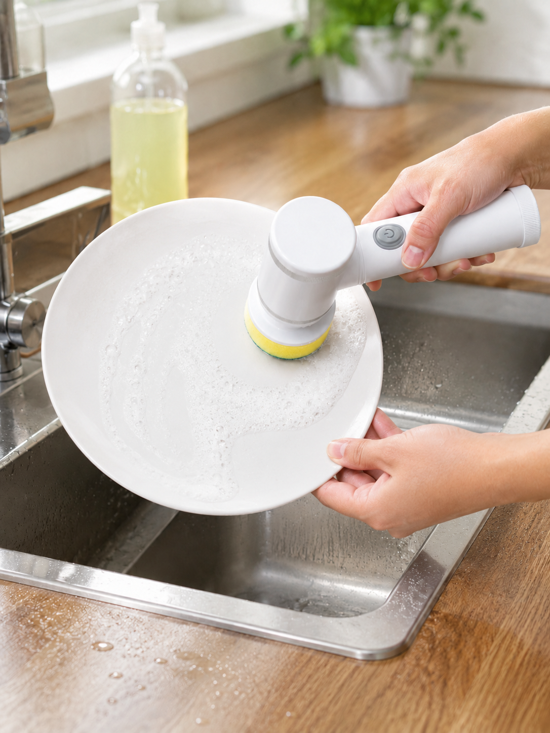 Cordless Electric Spin Scrubber –Multiple Types of Brush Heads Included  | Powerful Bathroom & Kitchen Cleaning Tool | White