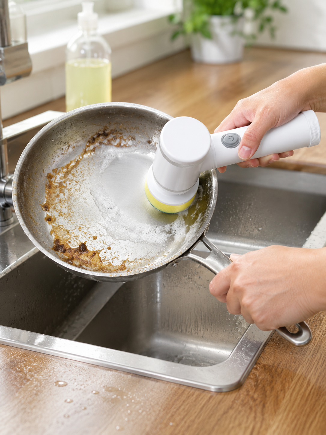 Cordless Electric Spin Scrubber –Multiple Types of Brush Heads Included  | Powerful Bathroom & Kitchen Cleaning Tool | White
