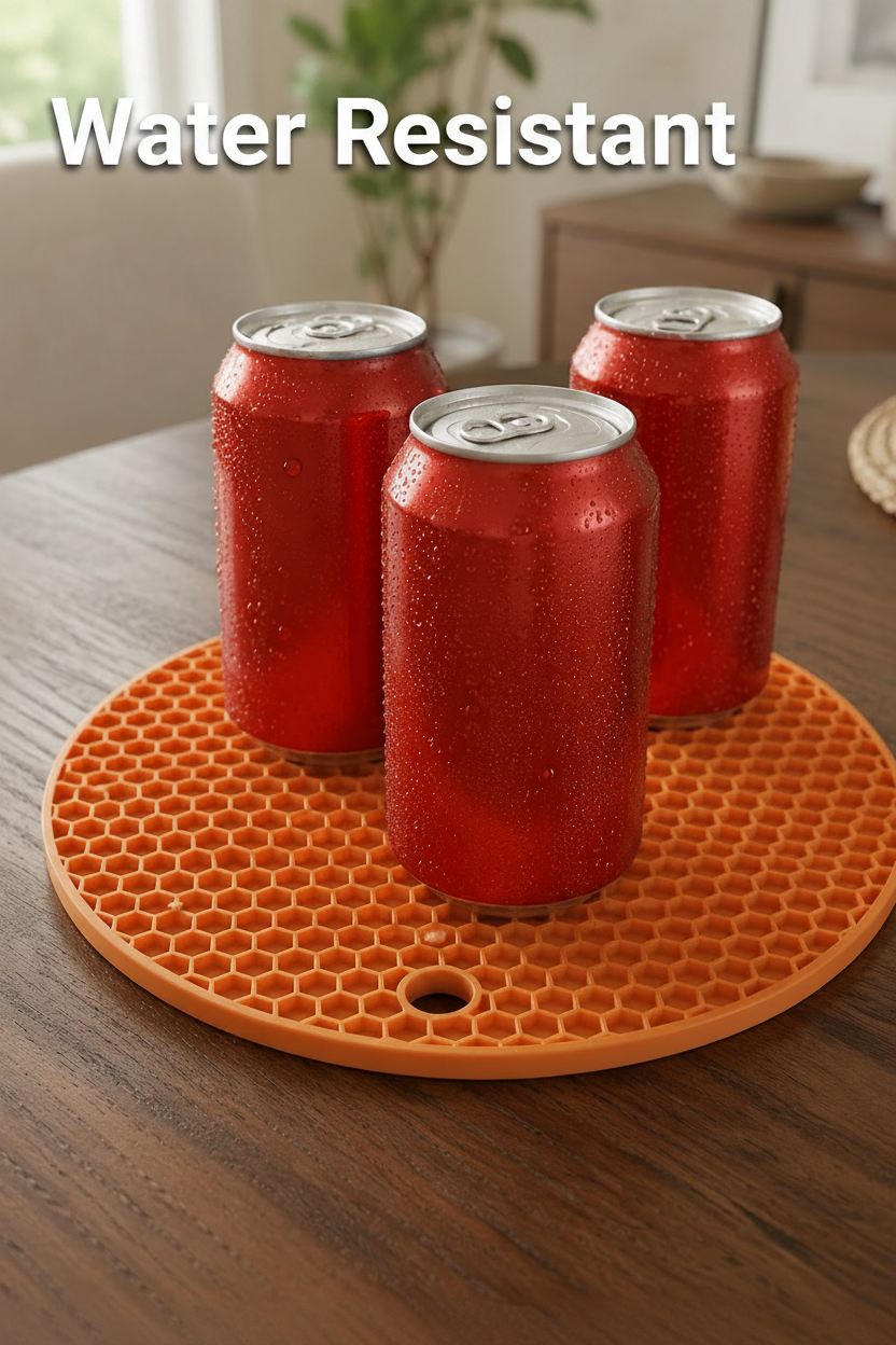Silicone Heat Resistant & water resistant Trivet Mat – Non-Slip Honeycomb Hot Pad for Pots, Pans & Bowls | BPA-Free | Orange, Blue or Black | 1, 2, 3 or 5 Piece