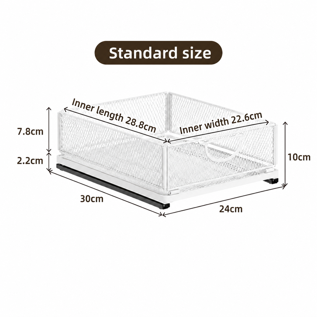 No-Drill Pull-Out Cabinet Storage Basket – Sliding Stainless Steel Kitchen Pantry Organizer | Stacking Bar 30cm | 1 or 2 Piece