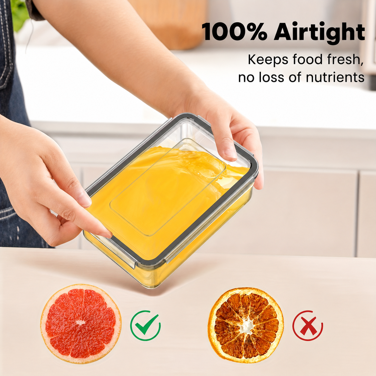 4-Piece Airtight Food Storage Container Set – Snap Lid Plastic Containers for Pantry & Kitchen | Leakproof | 4 Containers + 4 Lids