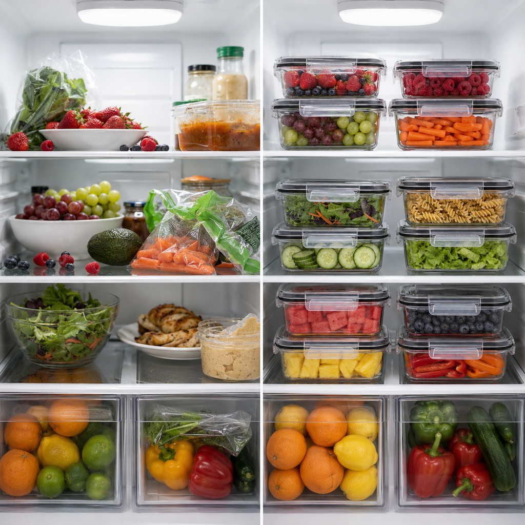 4-Piece Airtight Food Storage Container Set – Snap Lid Plastic Containers for Pantry & Kitchen | Leakproof | 4 Containers + 4 Lids