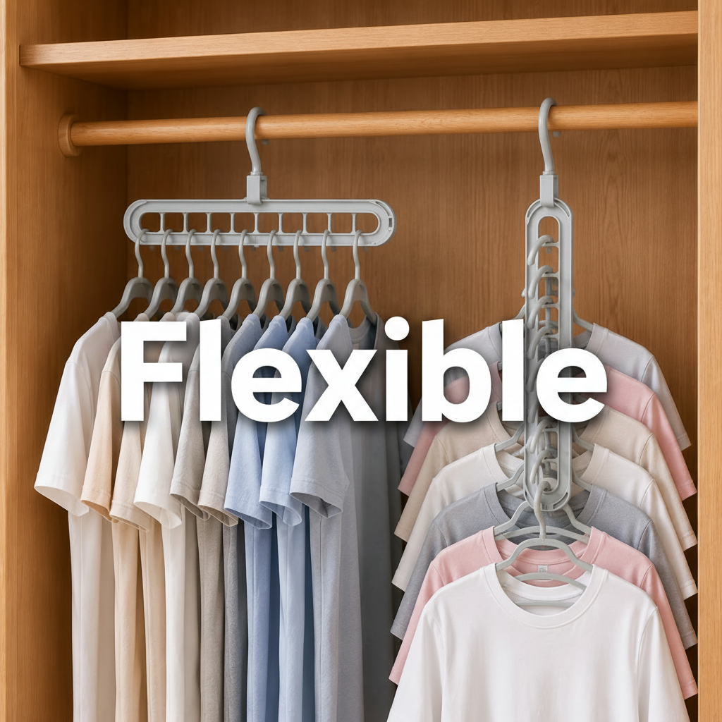 3 or 6 Pack | 9-Hole Closet Organizer for Hangers – Space-Saving Vertical Hanger Rack for Small Closets | Gray
