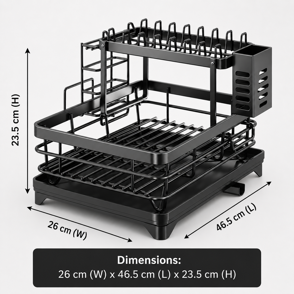 2-tier Stainless Steel Dish Drying Rack with Drainboard – Kitchen Counter Dish Organizer