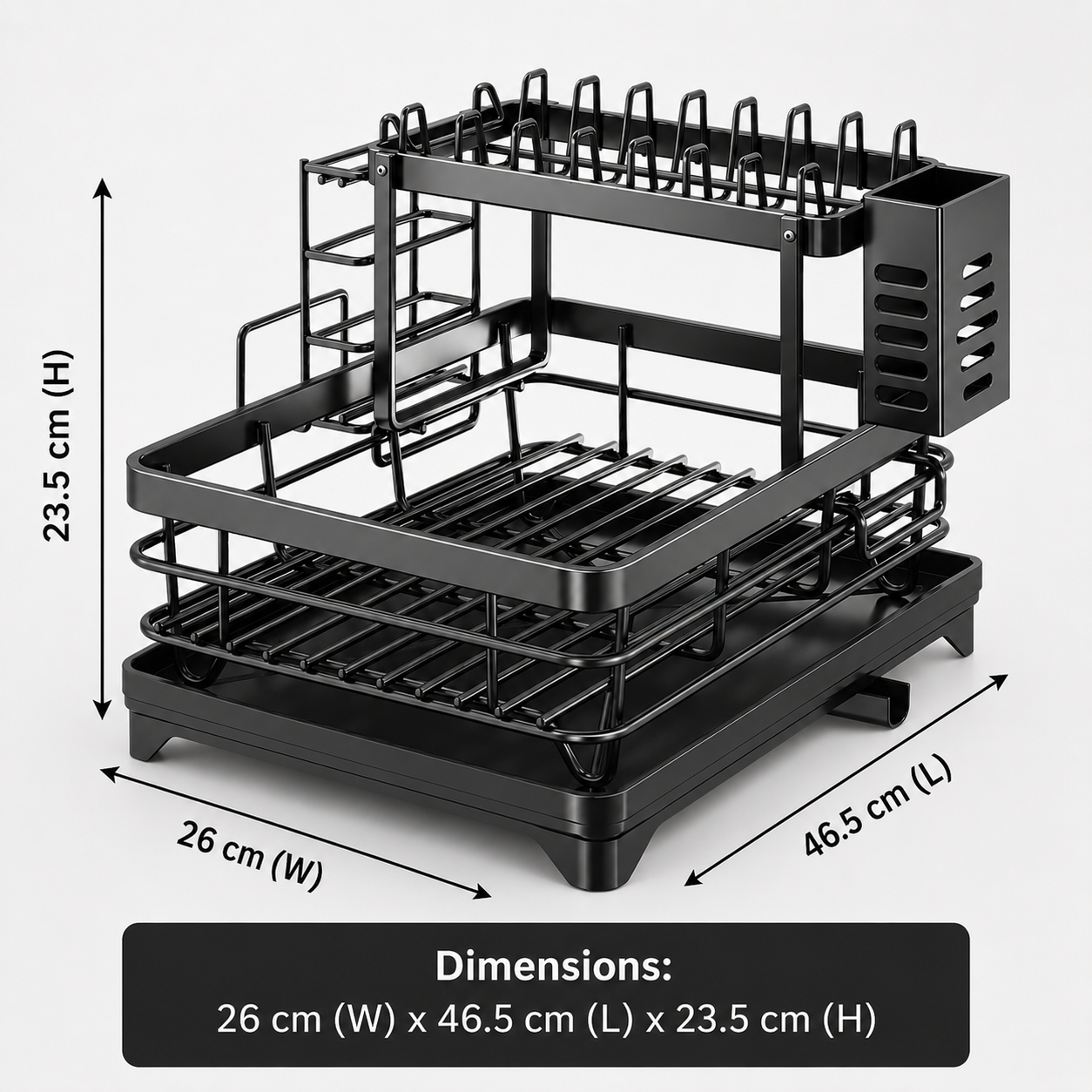 2-tier Stainless Steel Dish Drying Rack with Drainboard – Kitchen Counter Dish Organizer