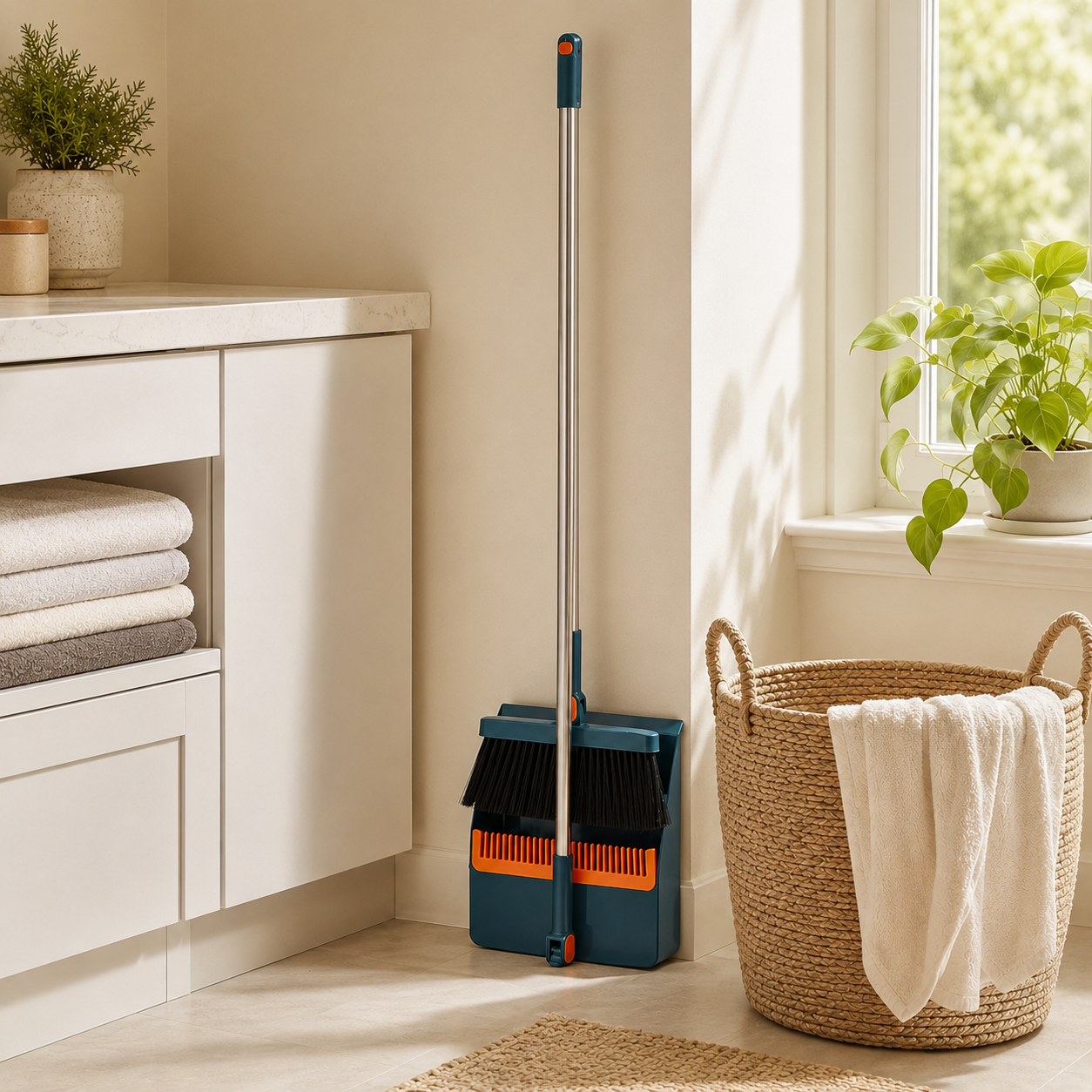 Broom and Dustpan Set – Long Handle Household Sweeping & Cleaning Kit