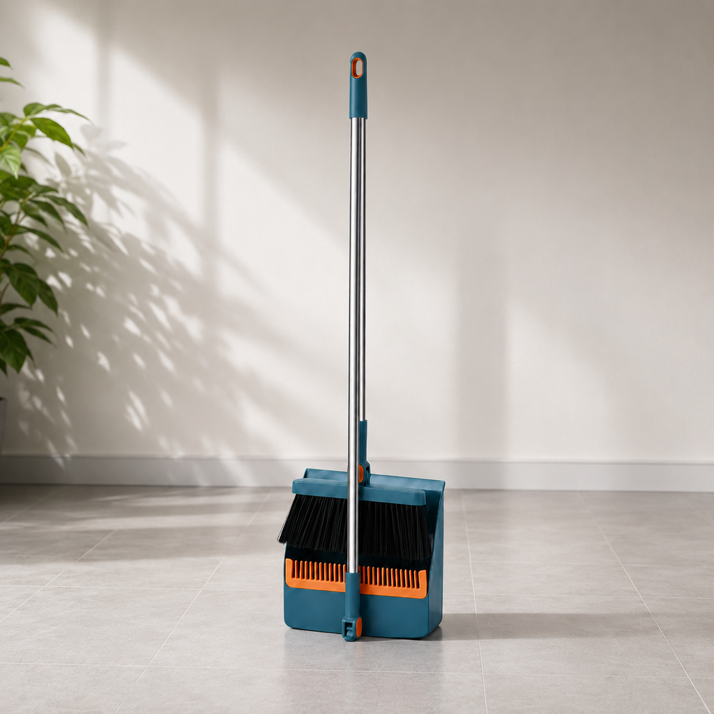 Broom and Dustpan Set – Long Handle Household Sweeping & Cleaning Kit