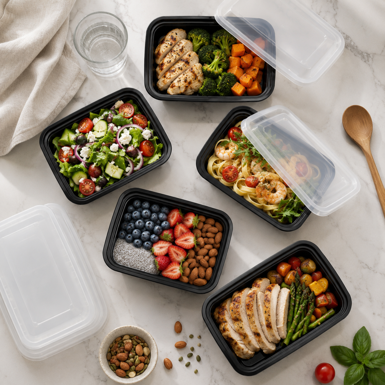 5/10-Pack Reusable Meal Prep Containers – 32oz Leakproof BPA-Free Food Storage