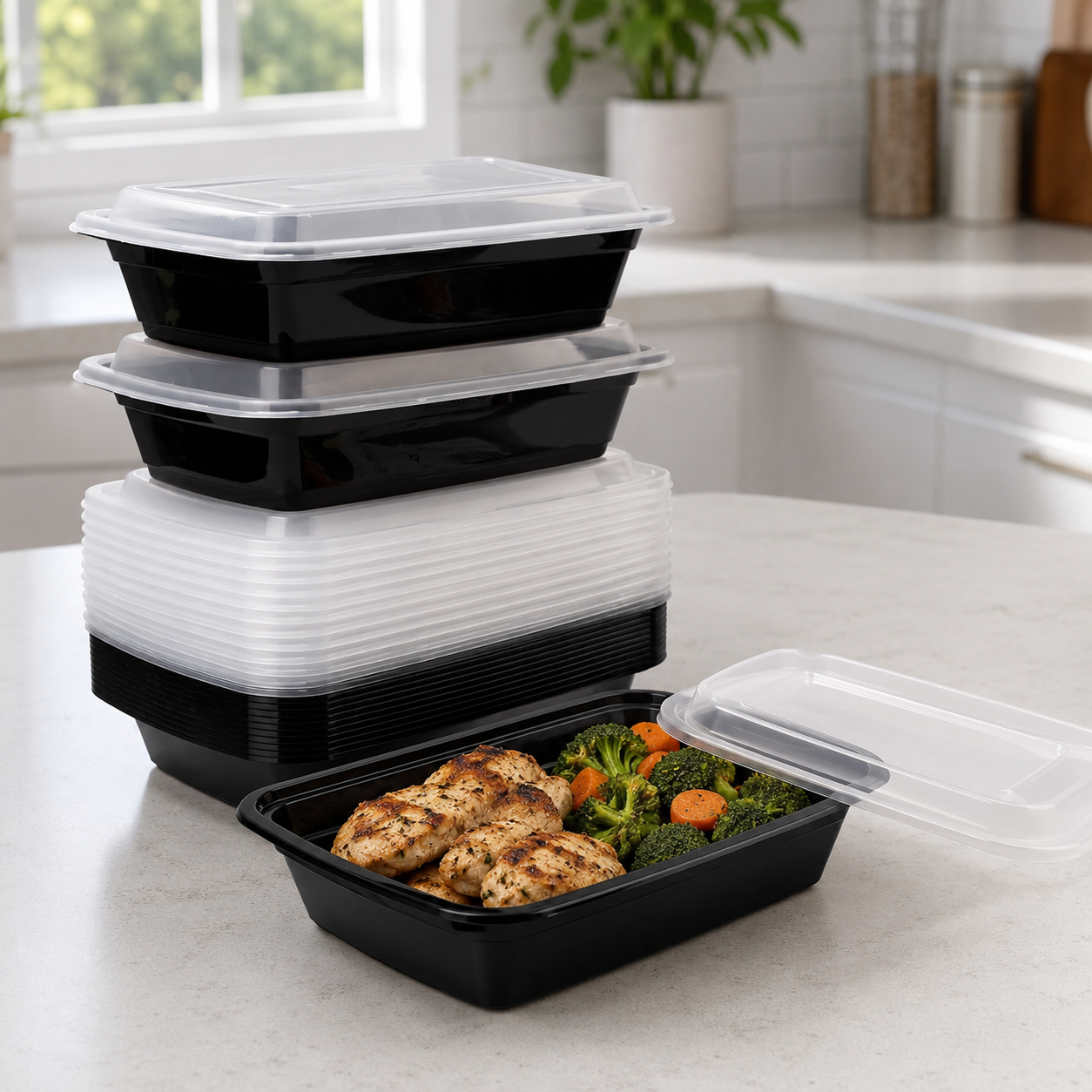 5/10-Pack Reusable Meal Prep Containers – 32oz Leakproof BPA-Free Food Storage