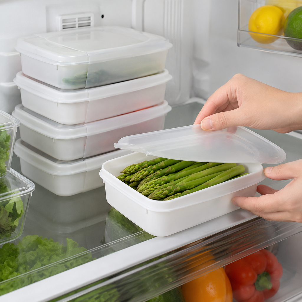 4 pcs Food Grade Refrigerator Storage Containers – Stackable Meal Prep & Fridge Organizer