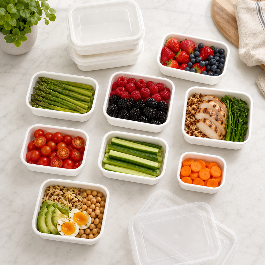 4 pcs Food Grade Refrigerator Storage Containers – Stackable Meal Prep & Fridge Organizer
