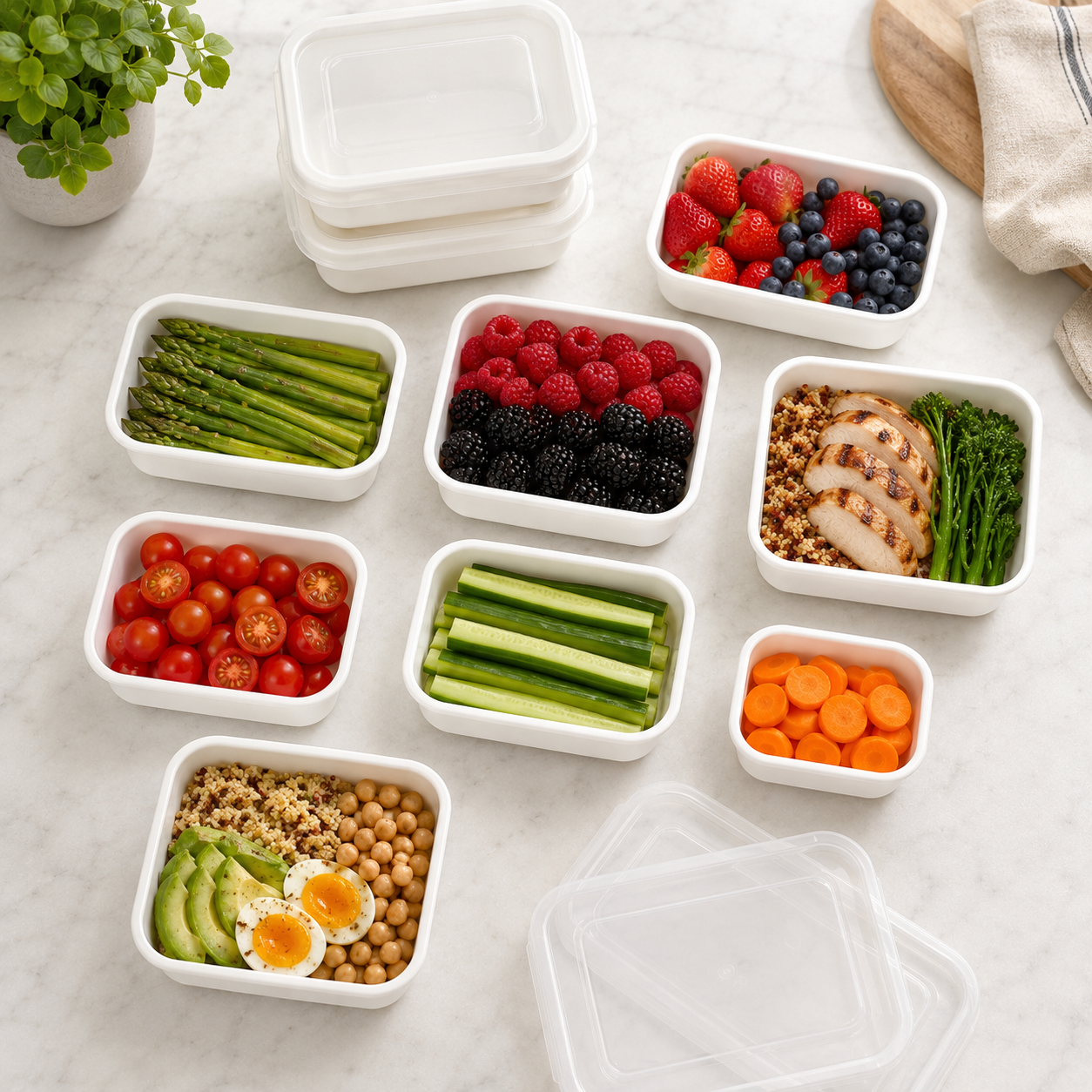 4 pcs Food Grade Refrigerator Storage Containers – Stackable Meal Prep & Fridge Organizer