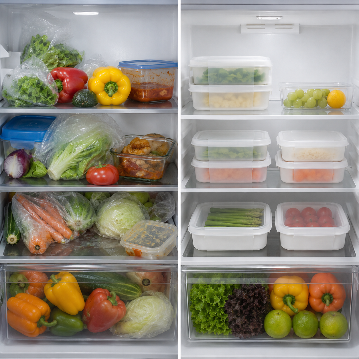 4 pcs Food Grade Refrigerator Storage Containers – Stackable Meal Prep & Fridge Organizer