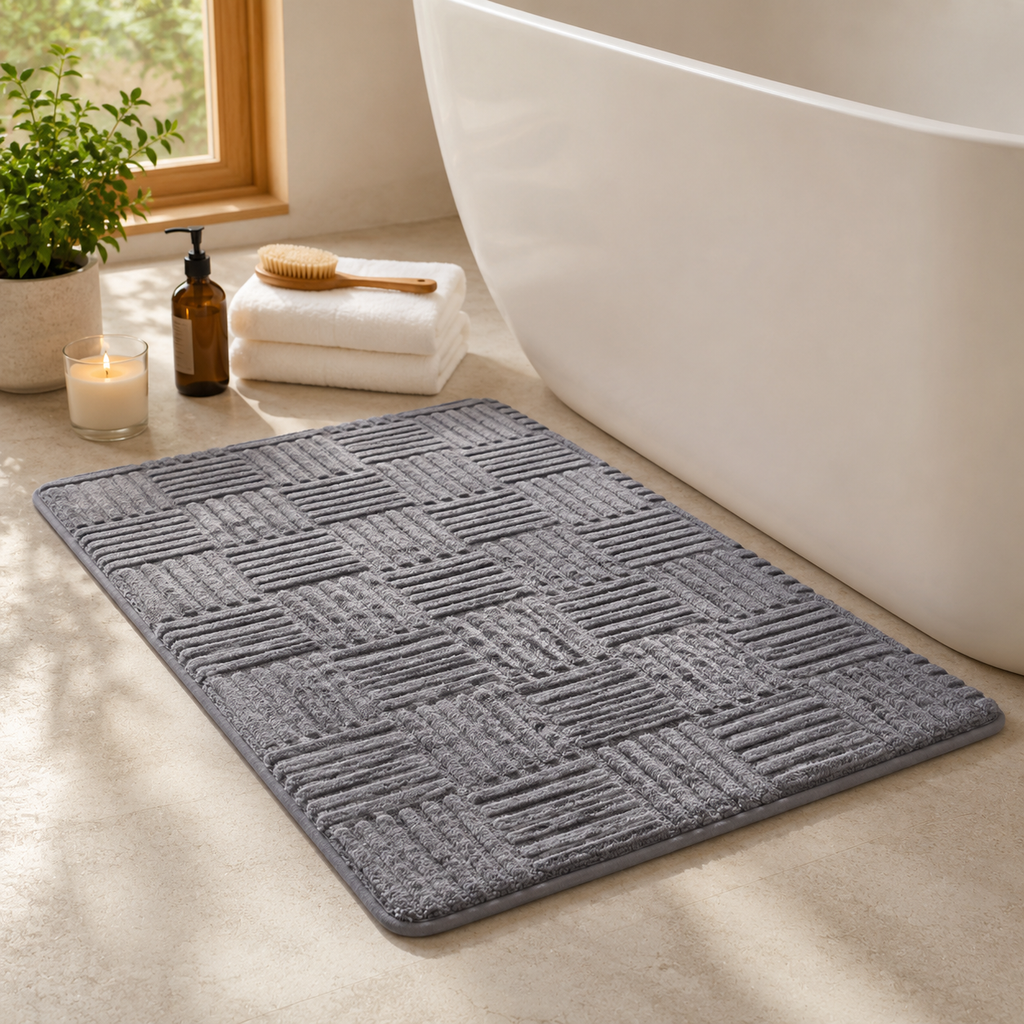 Ultra Absorbent Bathroom Floor Mat – Non-Slip Thick Soft Bath Rug