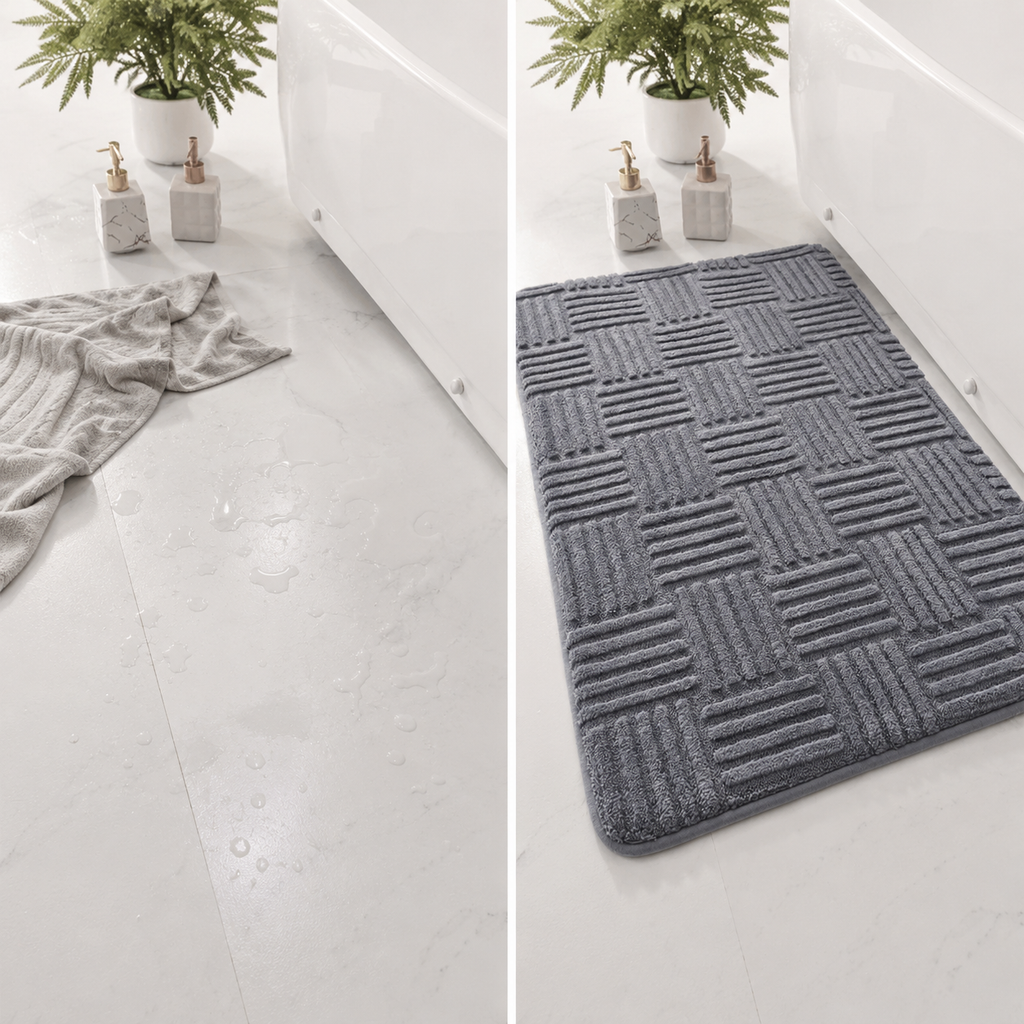 Ultra Absorbent Bathroom Floor Mat – Non-Slip Thick Soft Bath Rug