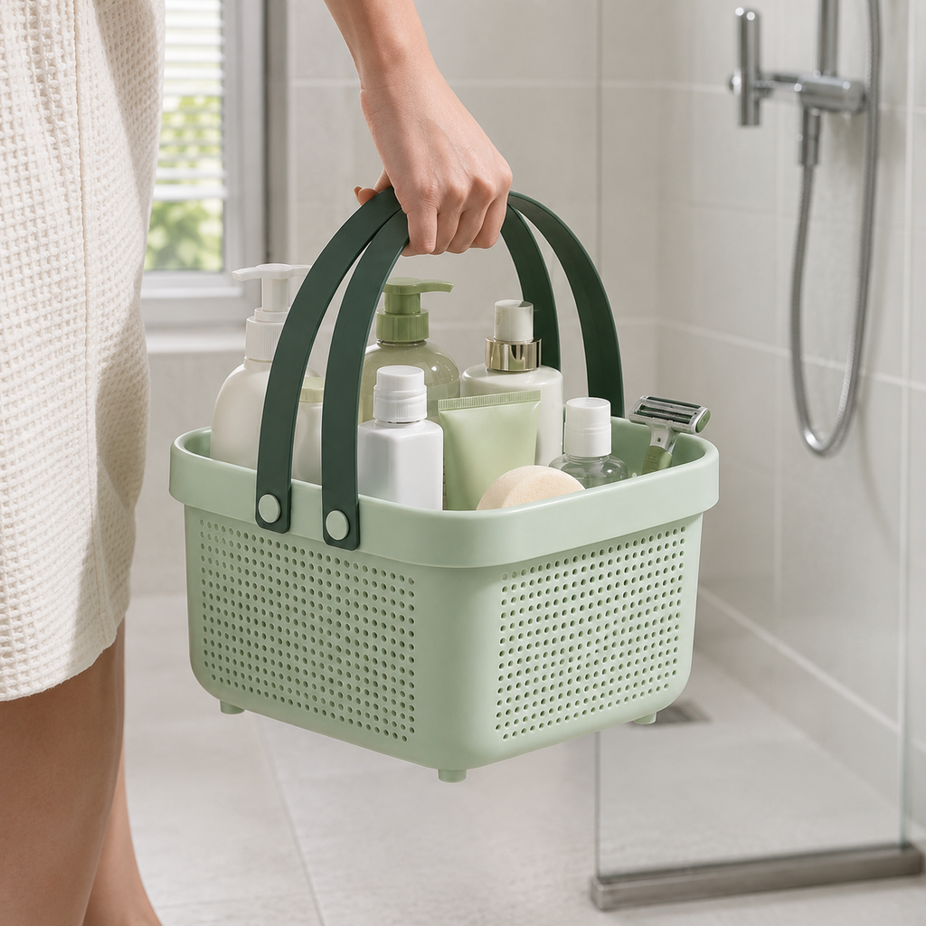 Portable Shower Caddy with Handle – Multi-Purpose Bathroom Storage Basket