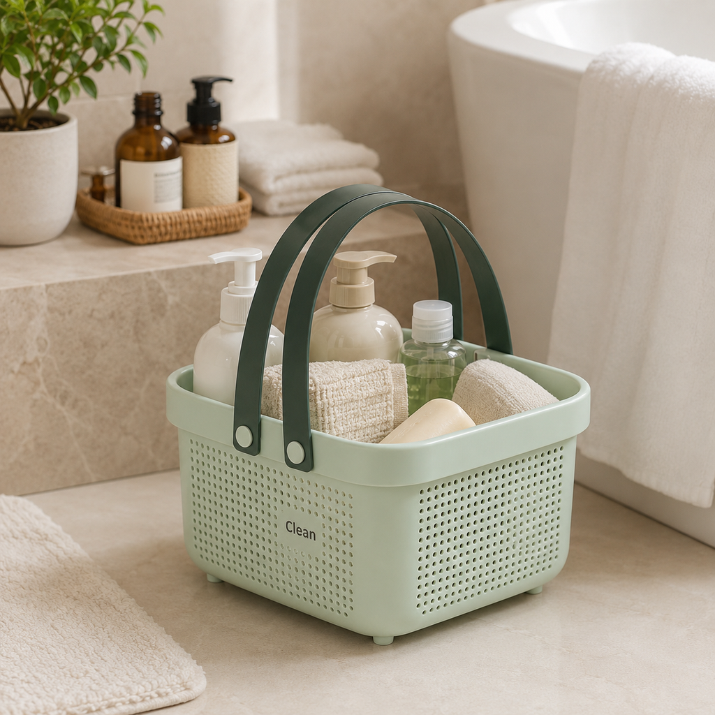 Portable Shower Caddy with Handle – Multi-Purpose Bathroom Storage Basket