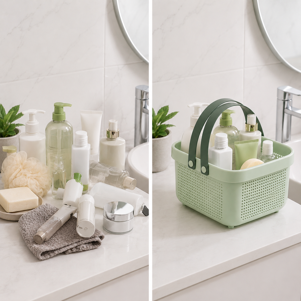 Portable Shower Caddy with Handle – Multi-Purpose Bathroom Storage Basket