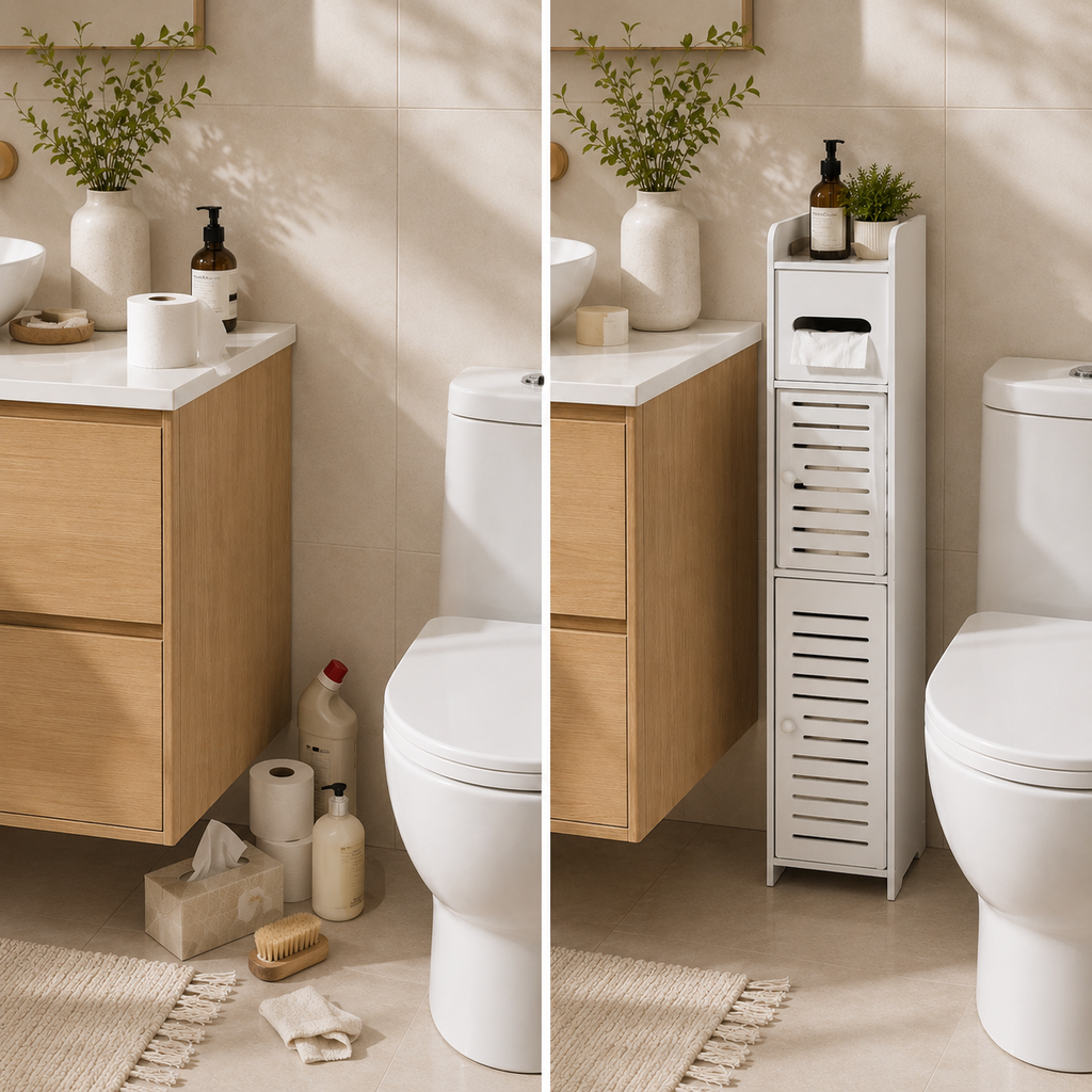 Slim 3-Tier Bathroom Storage Cabinet – Narrow Space-Saving Toilet Organizer Shelf