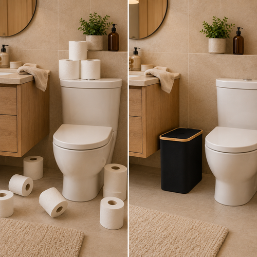 28L Toilet Paper Storage Basket with Bamboo Lid – Large Collapsible Bathroom Organizer