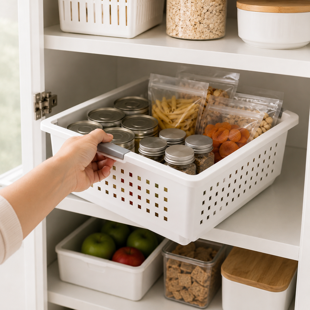 3 Pack Stackable Storage Bin – Open Basket Organizer with Handles