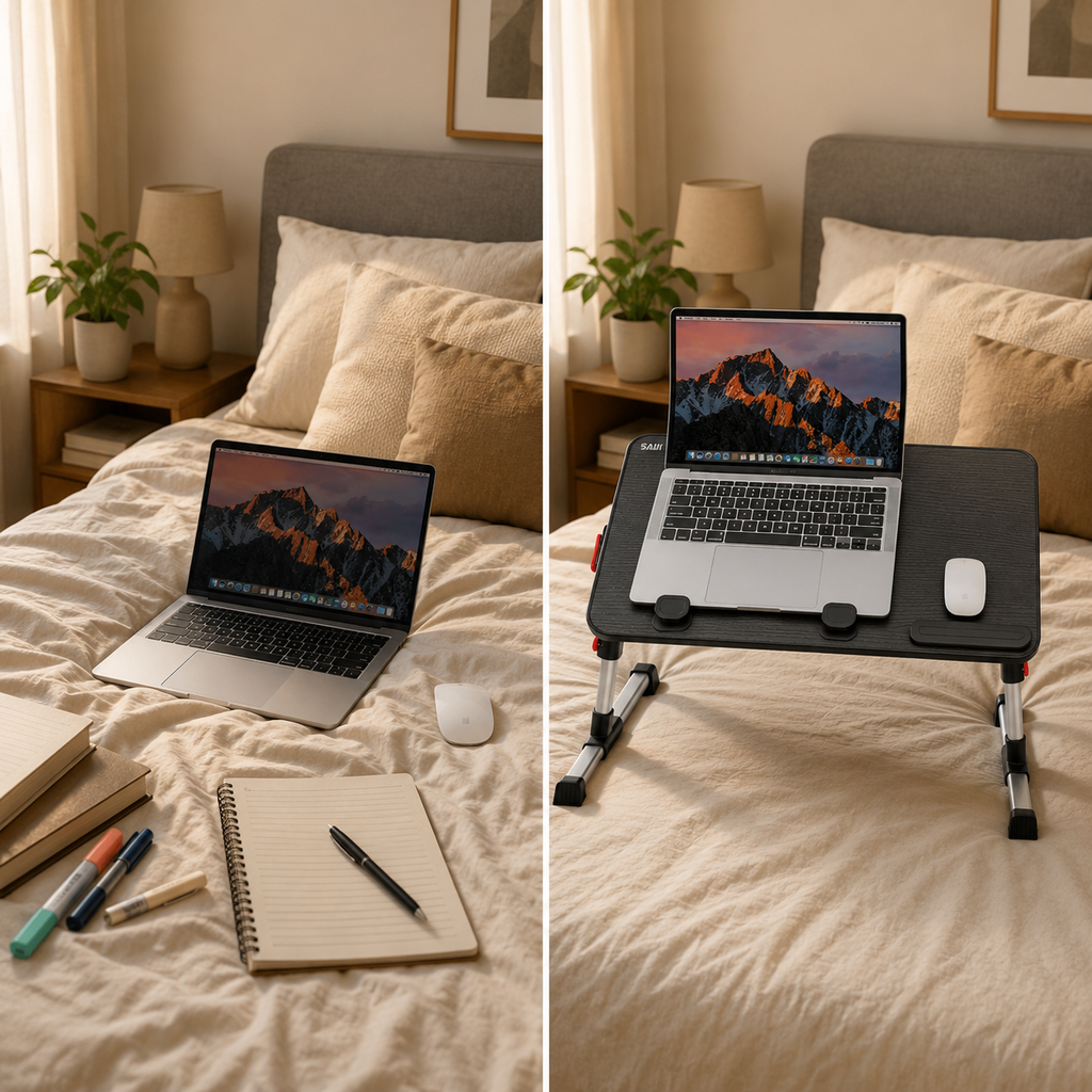 Adjustable Laptop Stand Desk with Foldable Legs – Ergonomic Portable Lap Desk for Bed, Sofa & Floor