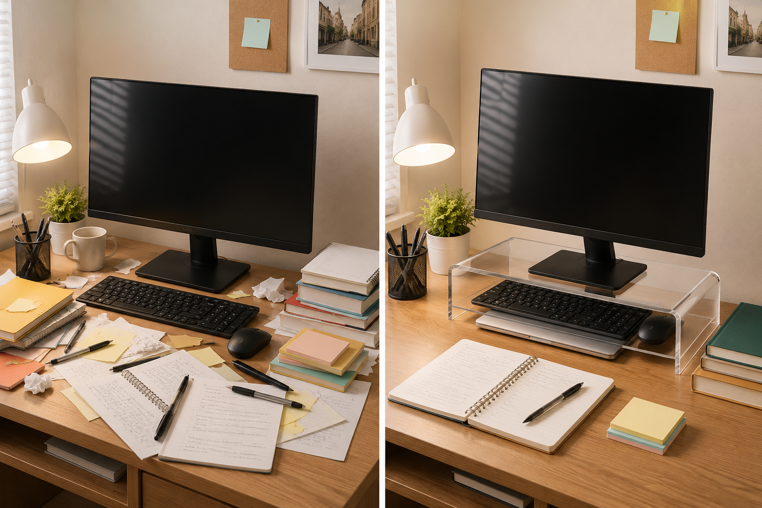 Acrylic Monitor/Laptop Stand Riser – Clear Laptop & Computer Desk Stand with Keyboard Storage