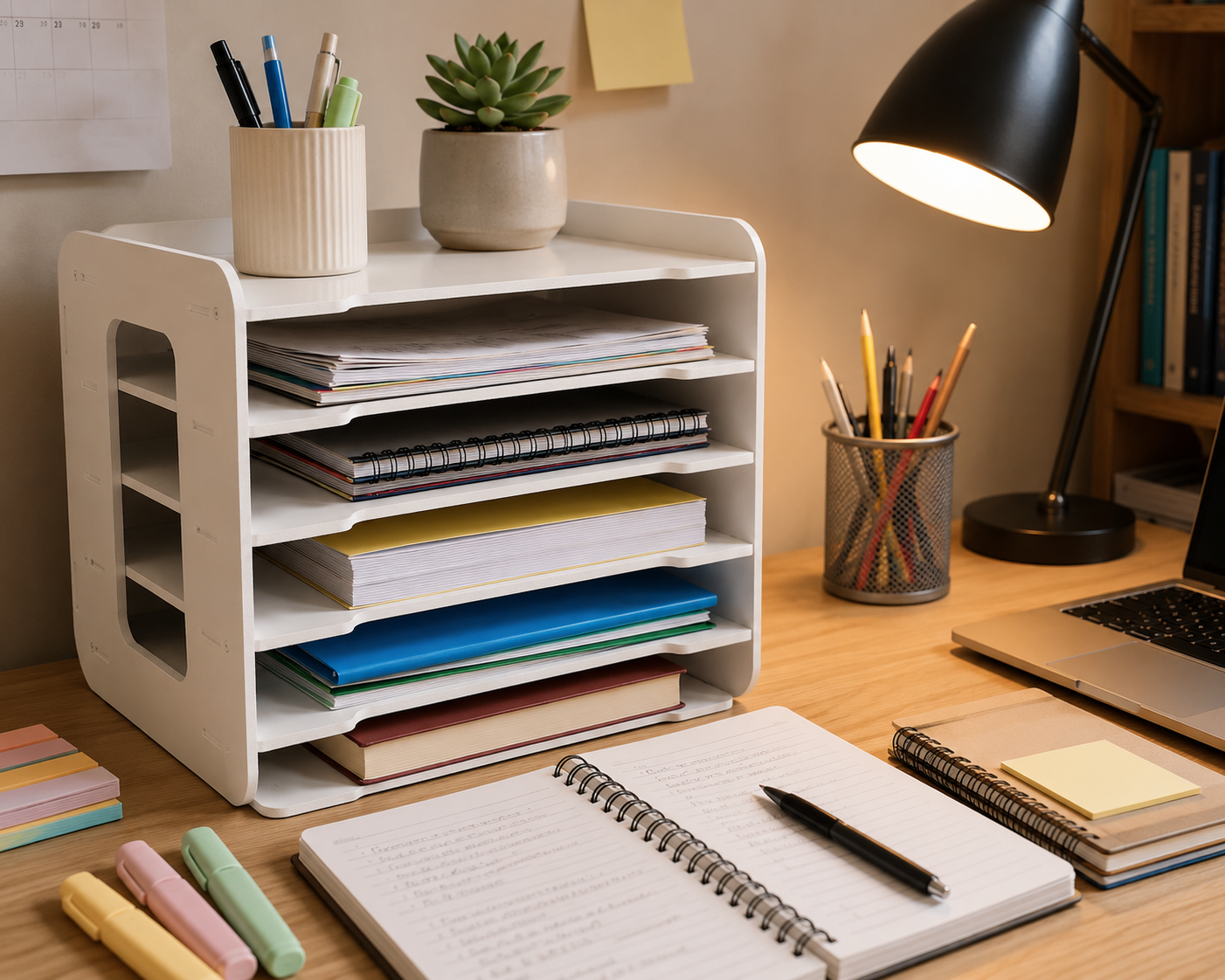 5-Layer Ultra thick Letter File Organizer – Desktop A4 Paper & Document Storage Rack | White