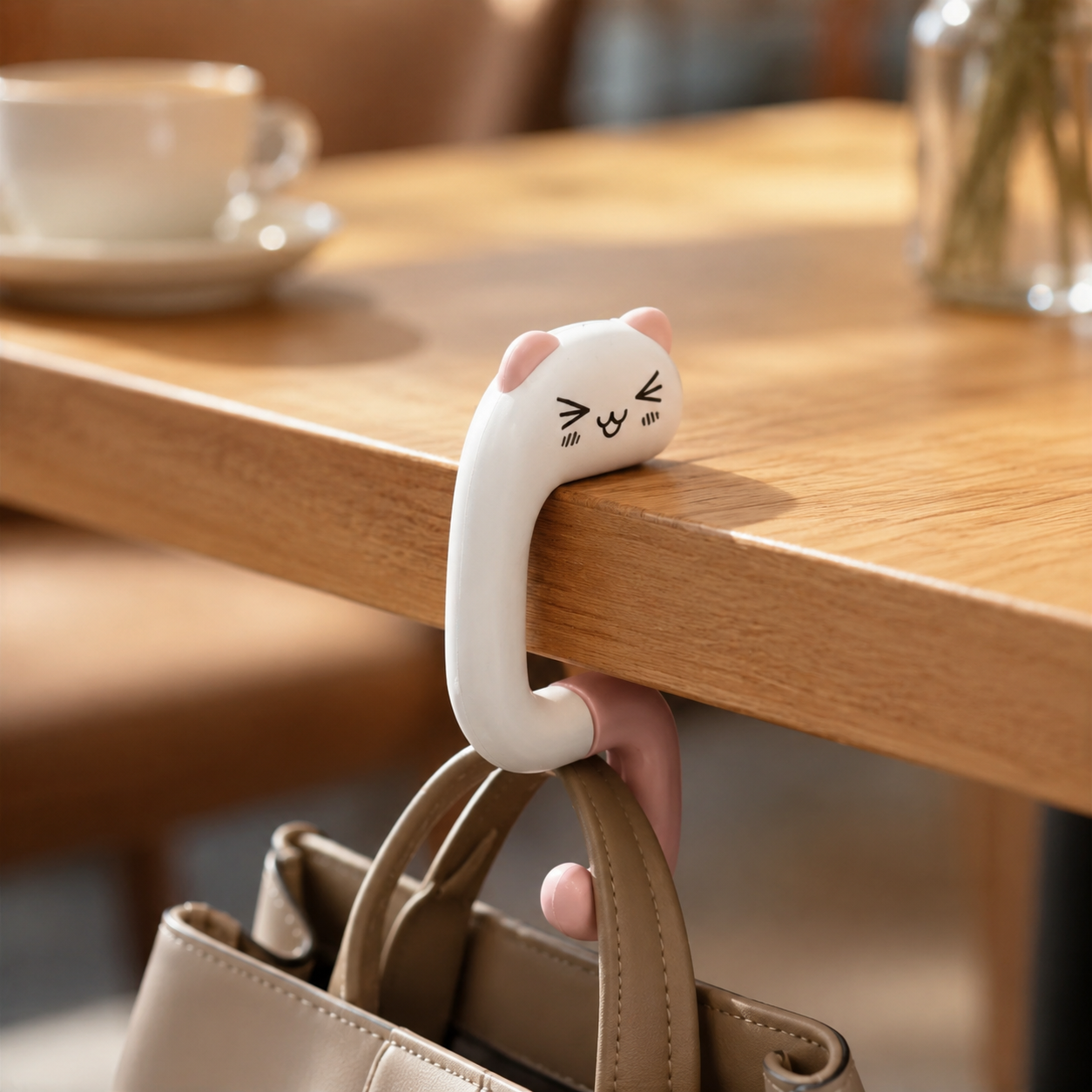 3 pack Cute Animal Handbag Hooks – Portable Desk & Table Purse Holder | Pink