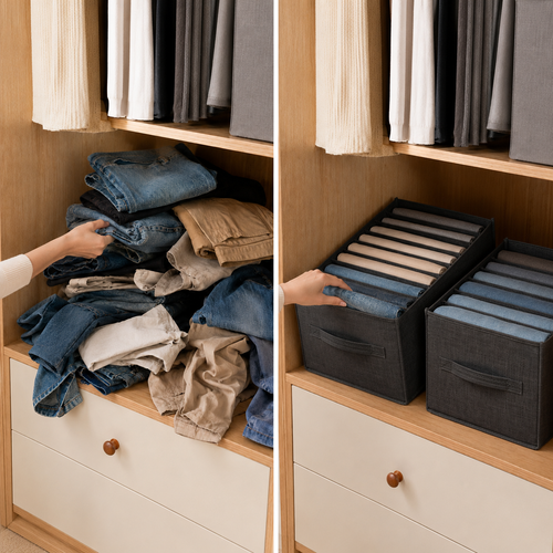 1, 2 or 3 Pack | 7-Grid Foldable Wardrobe Storage Boxes –