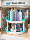 For Narrow & Small Cabinets |2-Tier Rotating Bathroom Under-Sink Organizer | 360° Turntable | Non-Slip Mat | Grooming, Dental & Personal Care Storage