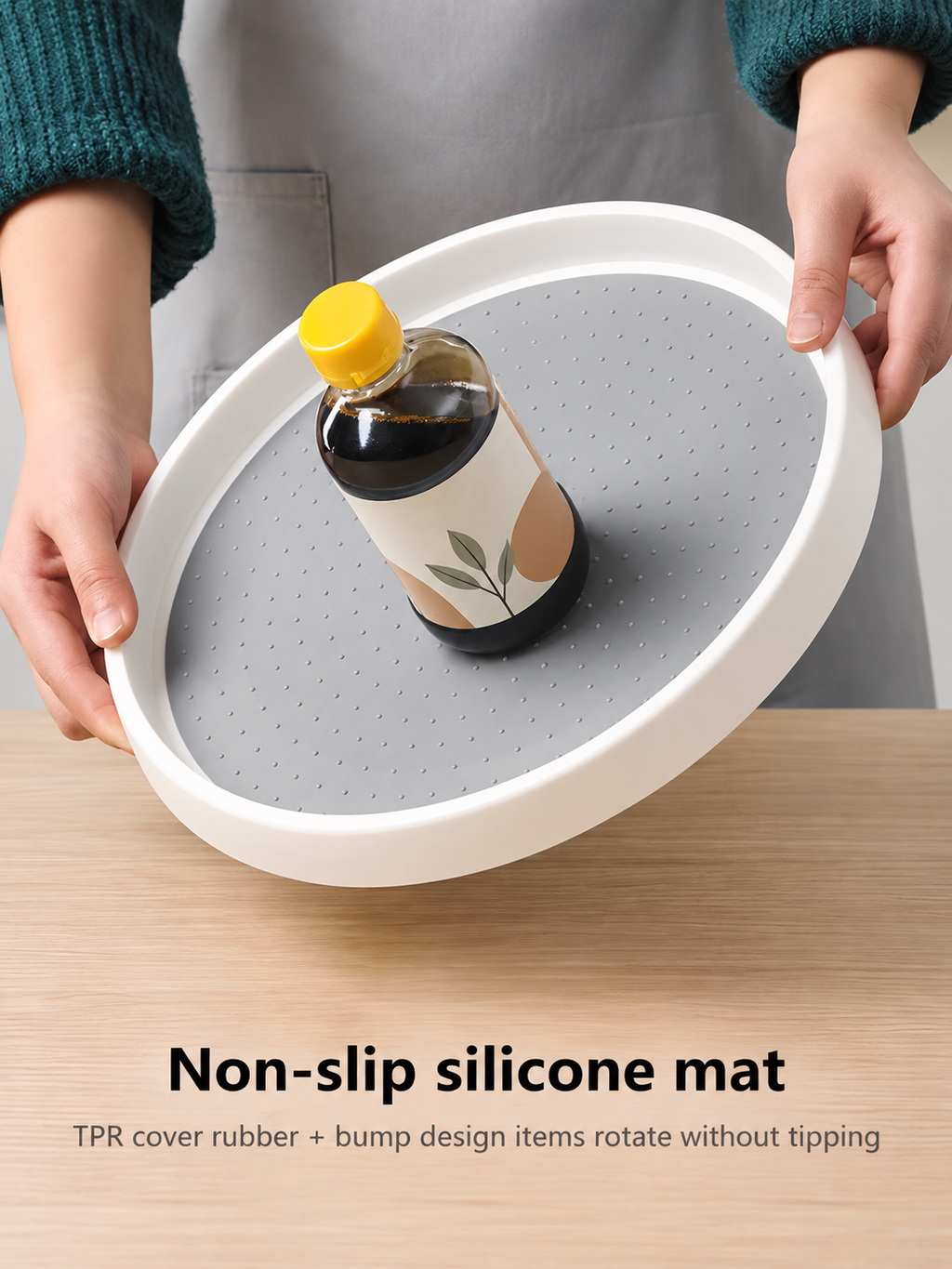 Narrow & Small kitchen Under-Sink Cabinets | 2-Tier Rotating Under-Sink Organizer | 360° Turntable for Cleaning Supplies | Fits Narrow & Small Under-Sink Cabinets | Non-Slip Silicone Mat