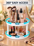 2-Tier Rotating Vanity Organizer | 360° Turntable for Makeup, Jewelry & Skincare | Non-Slip Silicone Mat | Dresser & Countertop Storage