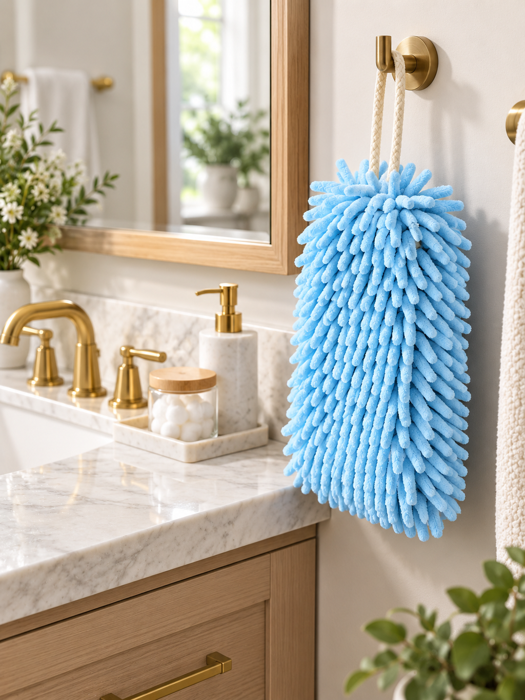 Bathroom | Chenille Hanging Hand Towel – Ultra-Absorbent Quick-Dry Microfiber Towel with