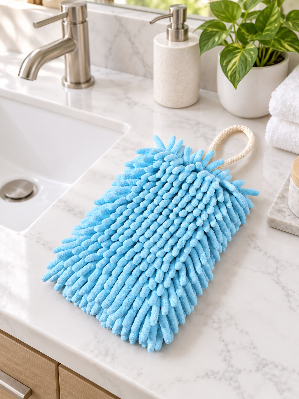 Bathroom | Chenille Hanging Hand Towel – Ultra-Absorbent Quick-Dry Microfiber Towel with