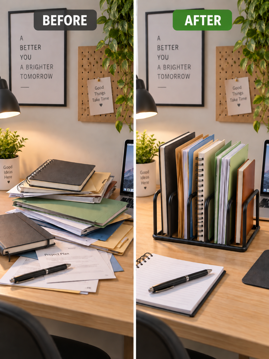 5-Slot Desktop Organizer – Metal Desk Rack for Notebooks, Files & Folders