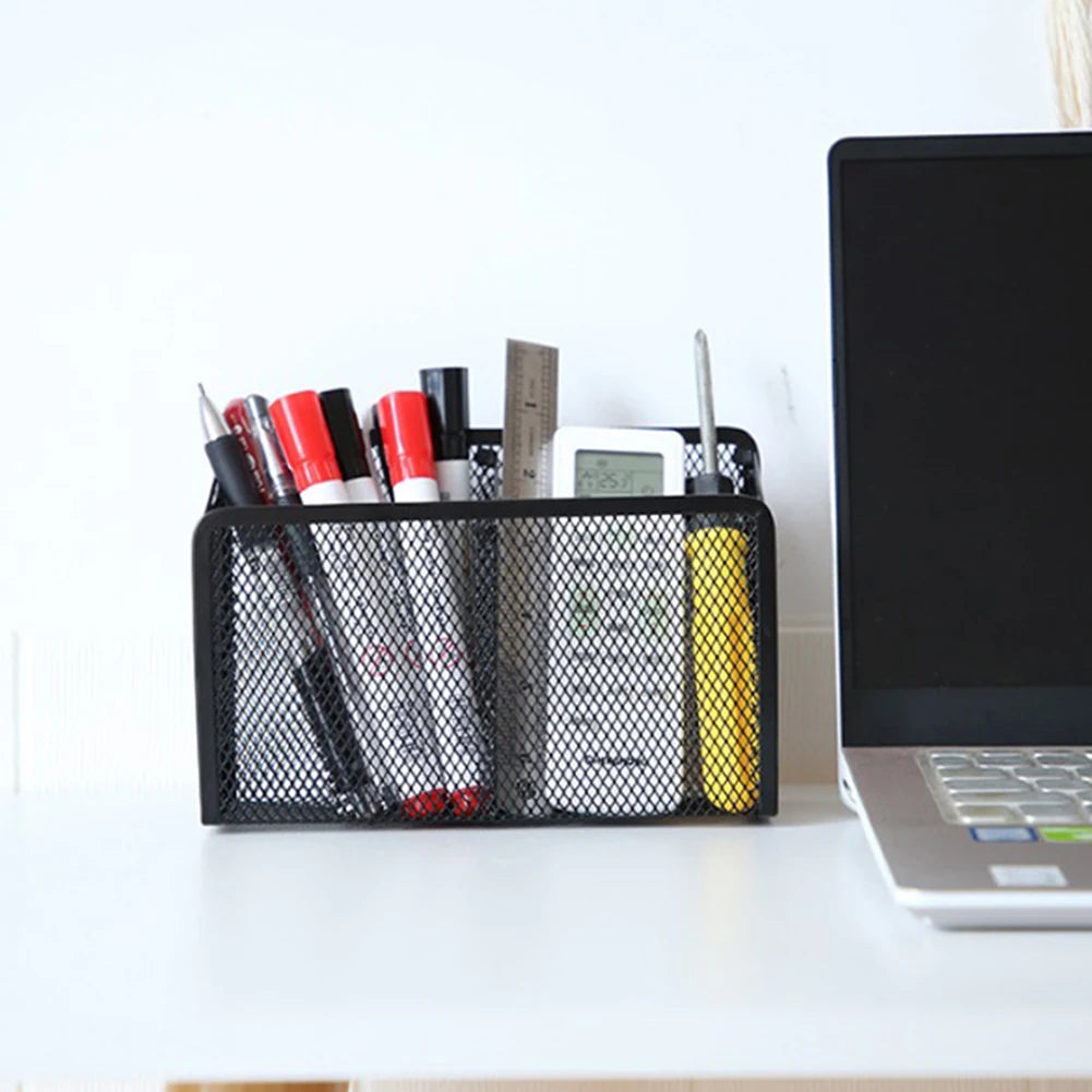 Magnetic Desk Storage Box – Metal Mesh Desktop Organizer for desk