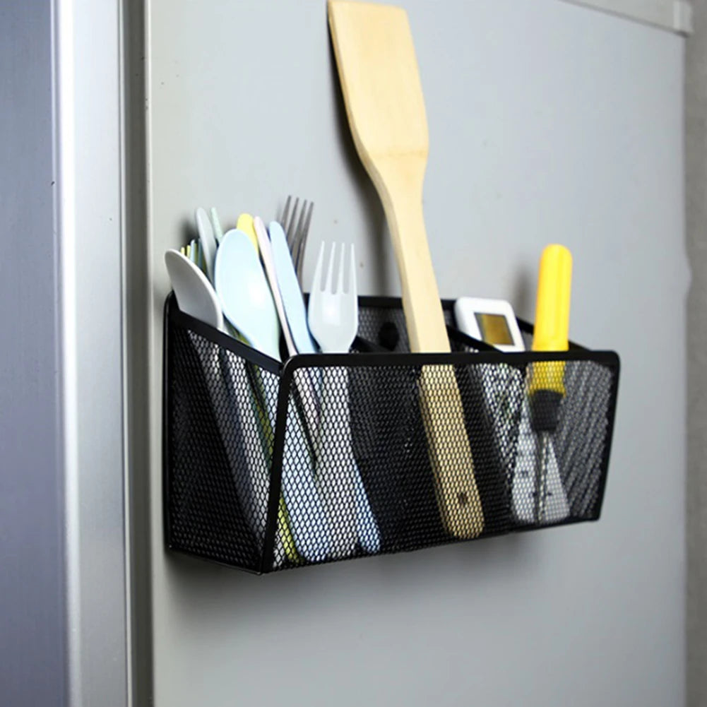 Magnetic Desk Storage Box – Metal Mesh Desktop Organizer for desk