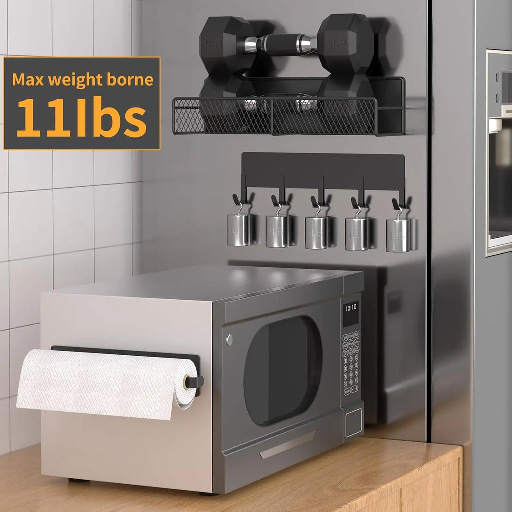 7-Piece Magnetic Spice Rack for Refrigerator – Metal Storage Shelves with Hooks