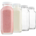 16oz Square Glass Bottles with Airtight Lids – Reusable Glass Beverage Containers